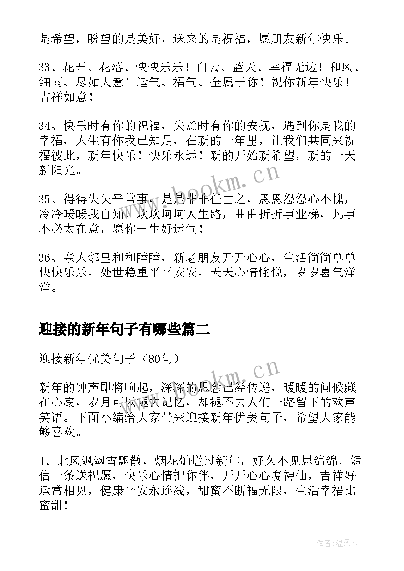 最新迎接的新年句子有哪些(优秀17篇)