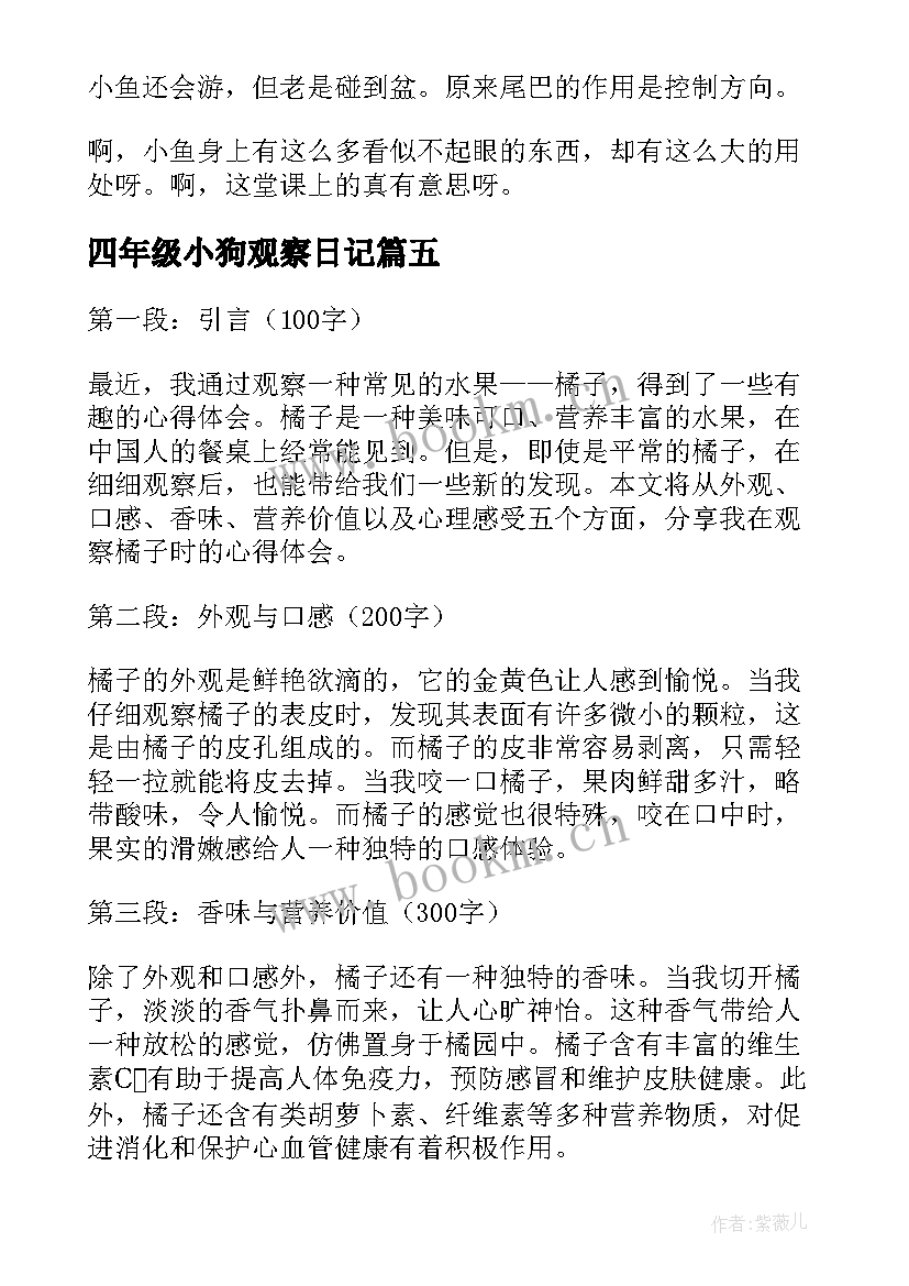 2023年四年级小狗观察日记(精选16篇)