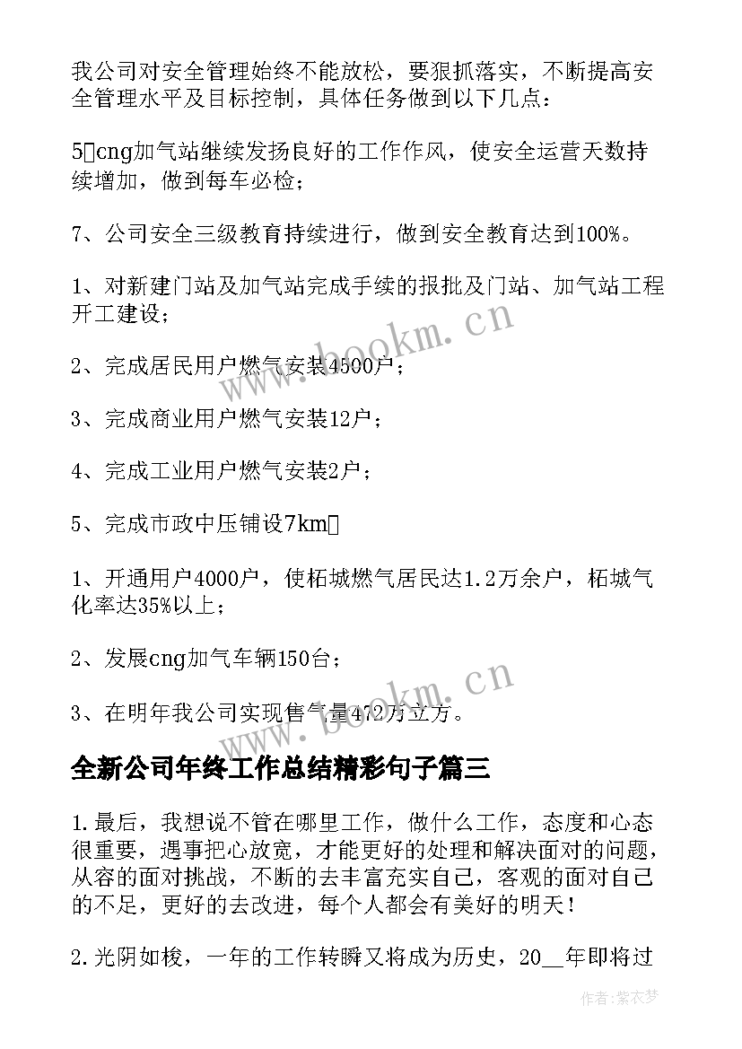 最新全新公司年终工作总结精彩句子 公司年终工作总结精彩(汇总8篇)