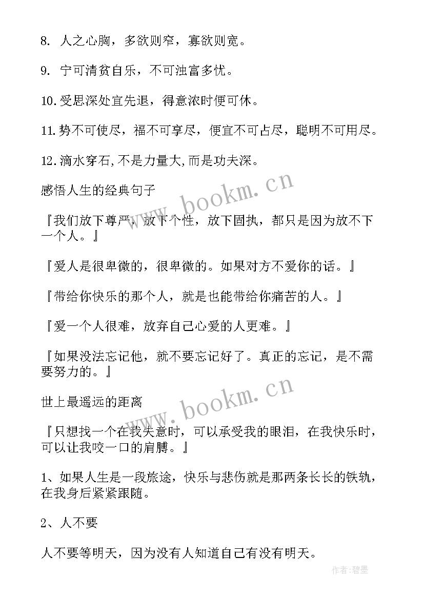 2023年感悟人生唯美句子短句 唯美人生感悟句子雨天人生感悟唯美句子(汇总10篇)