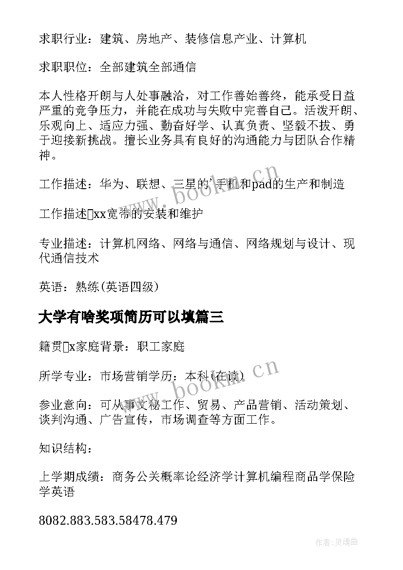 最新大学有啥奖项简历可以填(精选8篇)