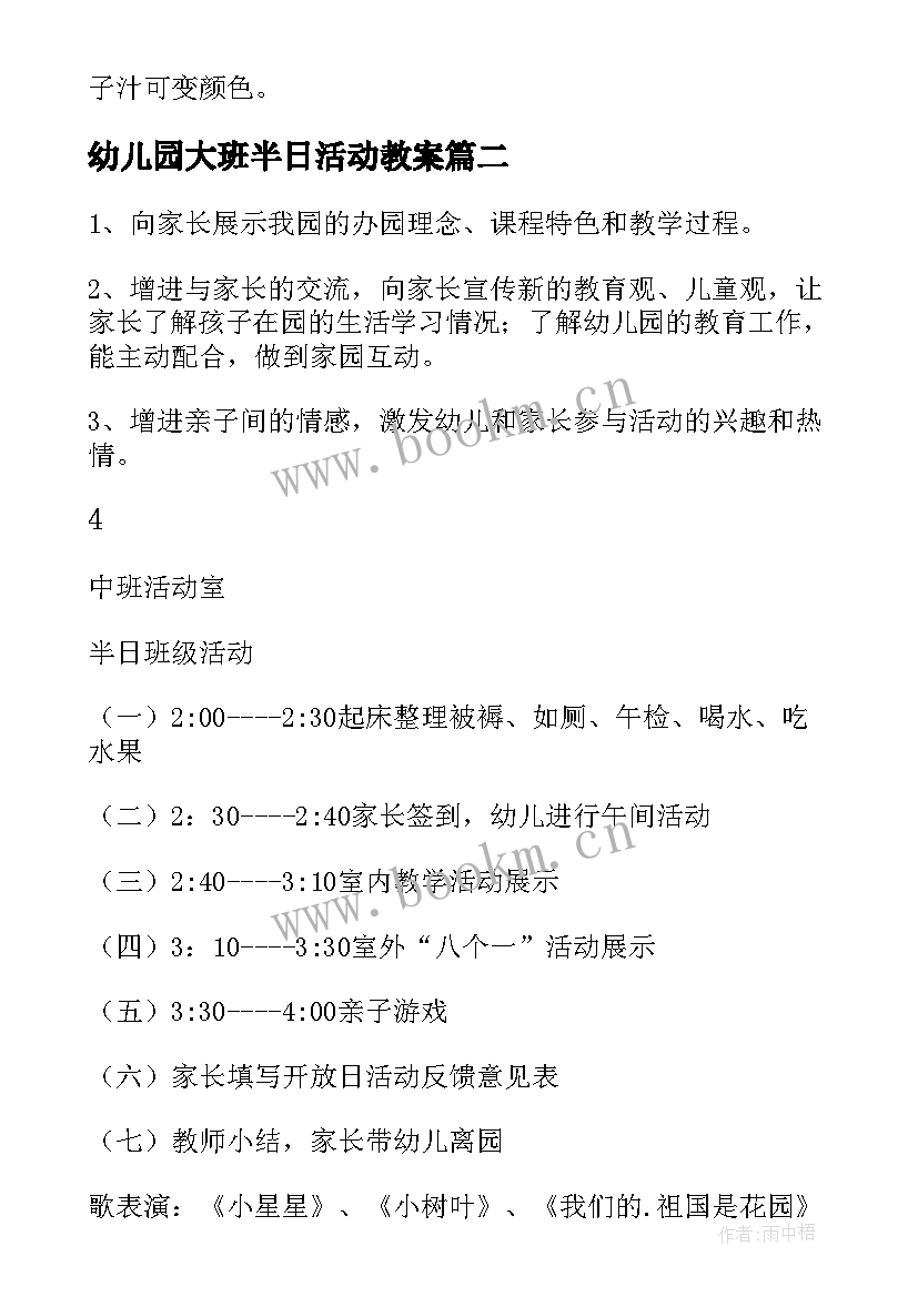 最新幼儿园大班半日活动教案(模板13篇)