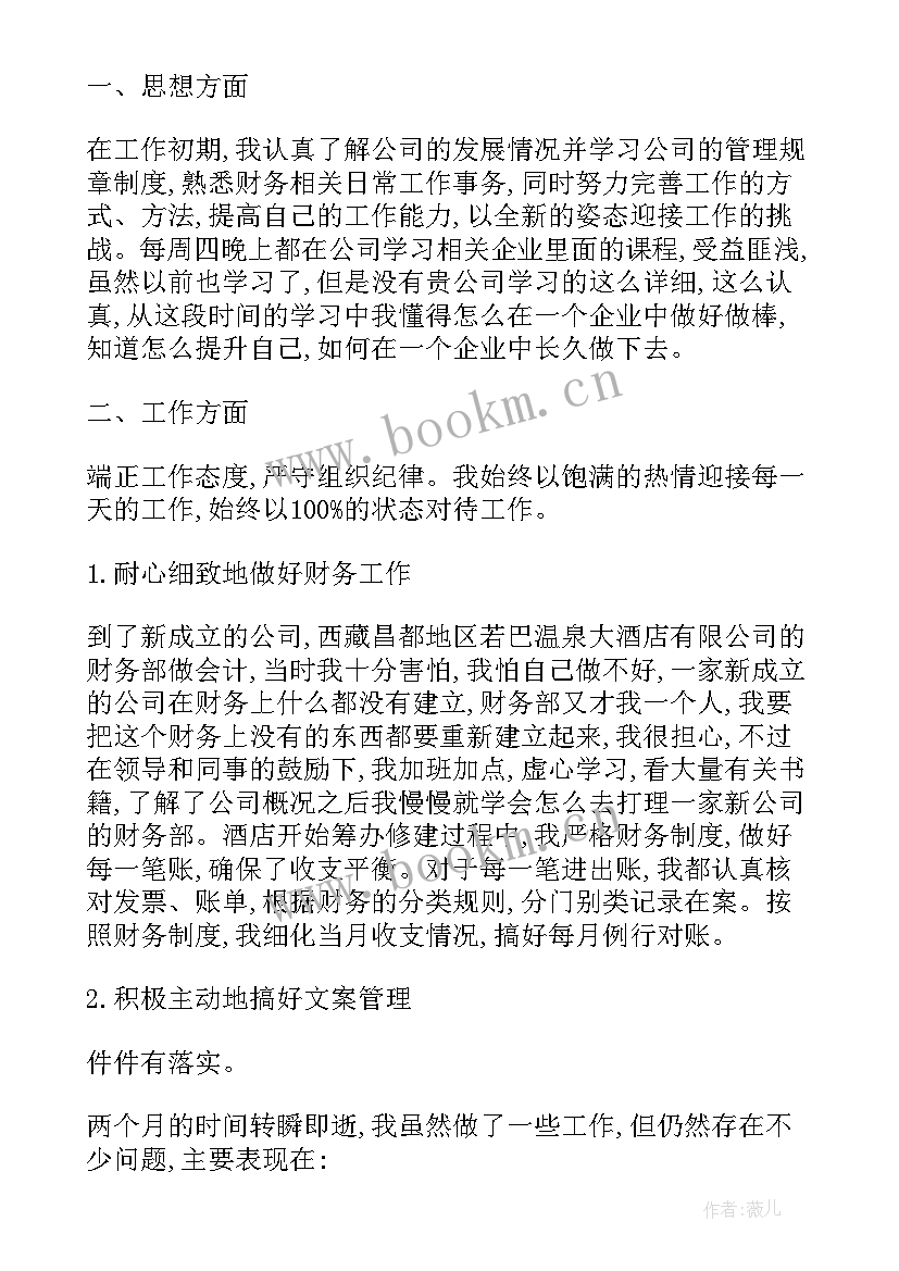 公司会计试用期工作心得体会总结 物流公司会计试用期工作总结(大全12篇)