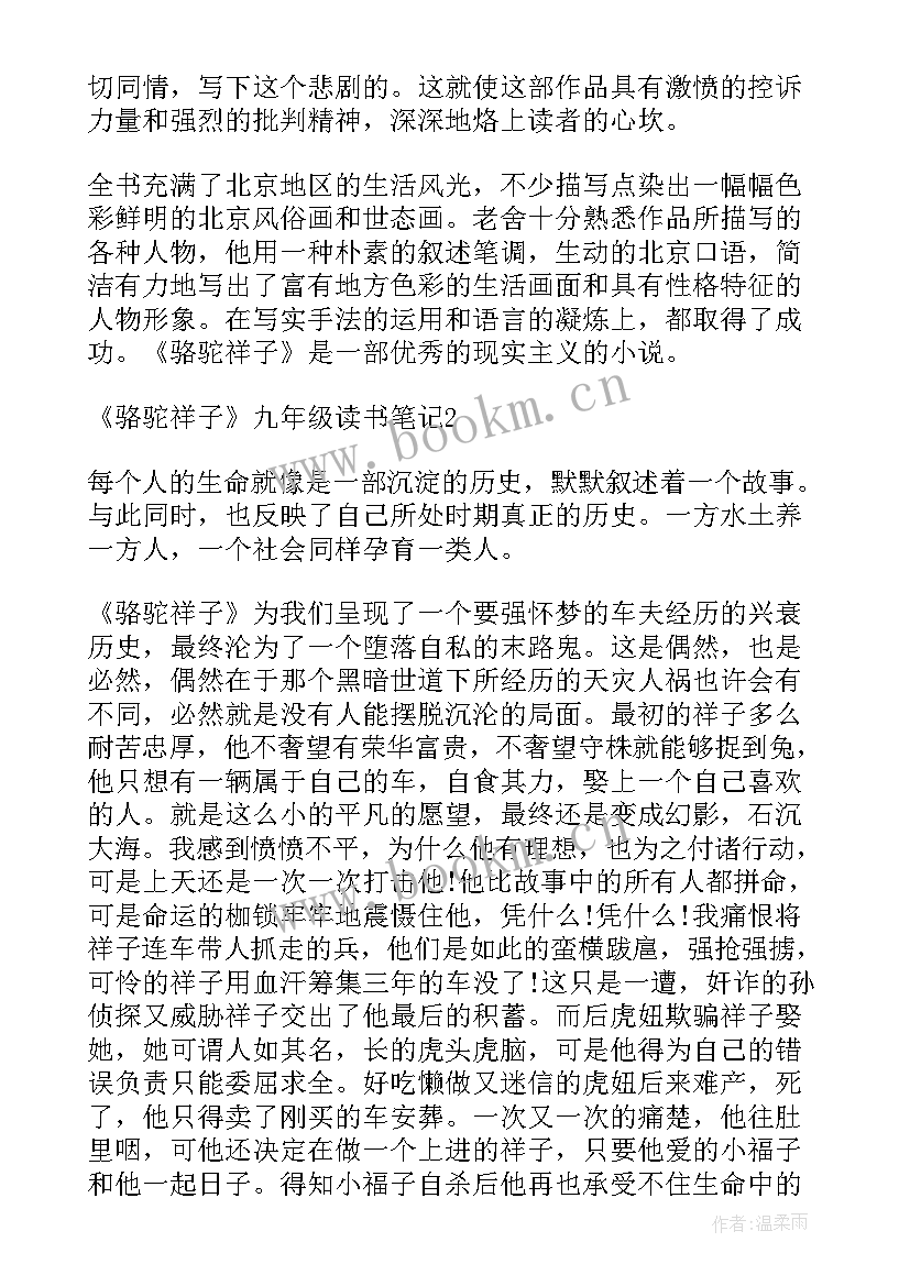 四年级骆驼祥子读书笔记(实用8篇)