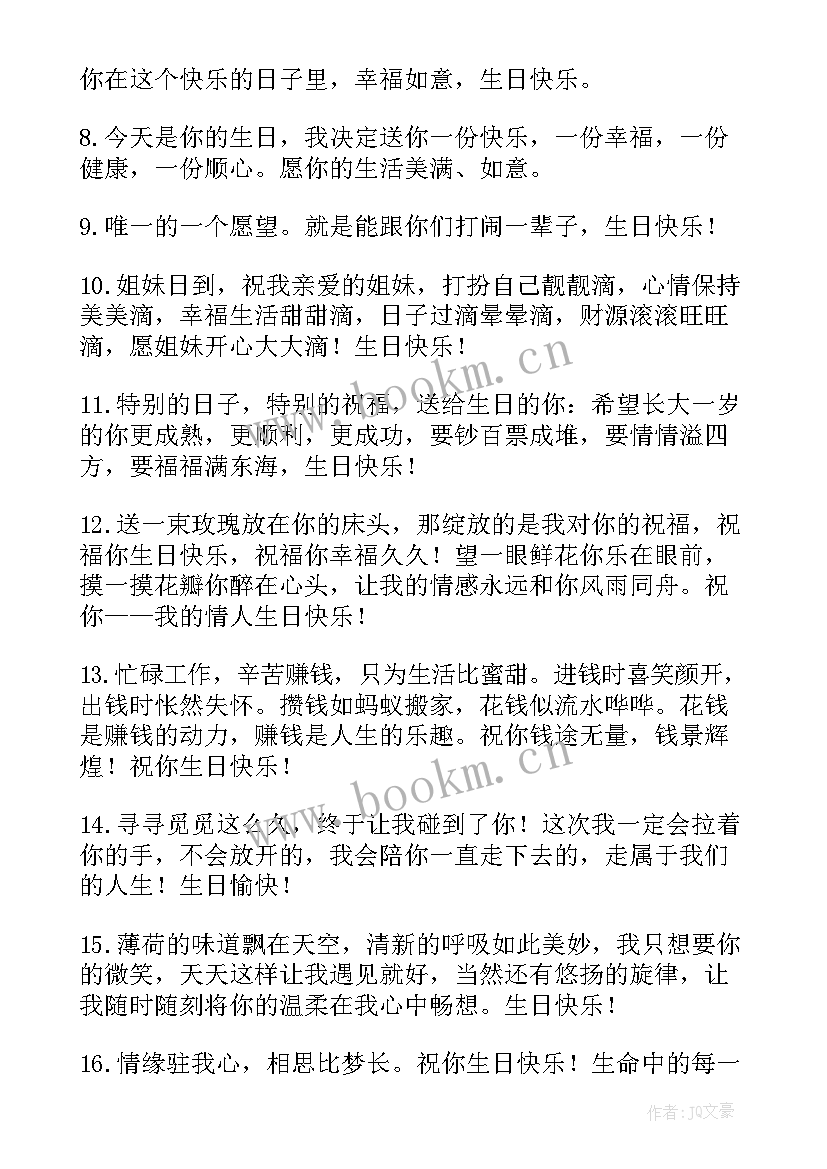 2023年闺蜜生日祝福信息 闺蜜生日祝福语(通用20篇)