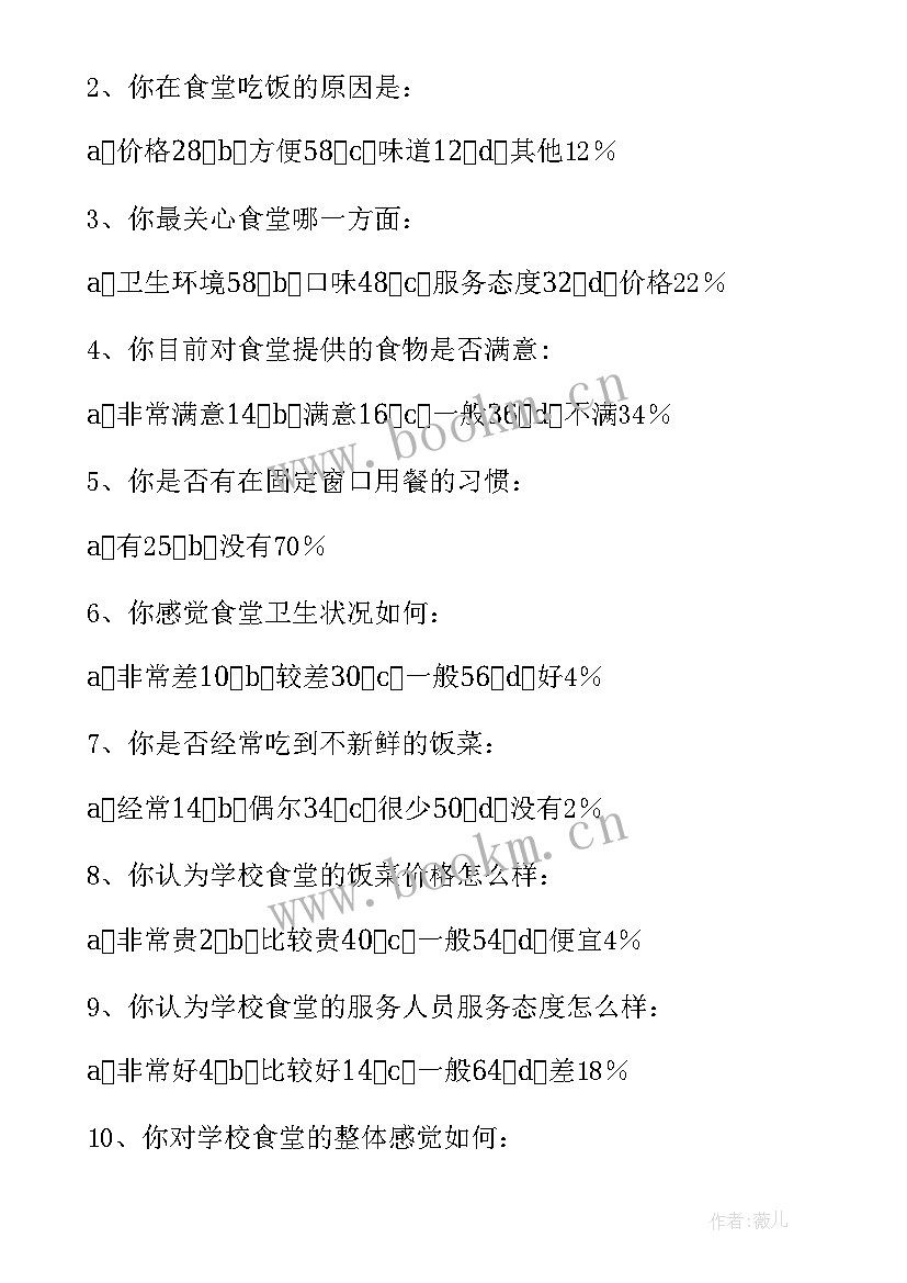 最新学校食堂调研报告内容(优秀8篇)