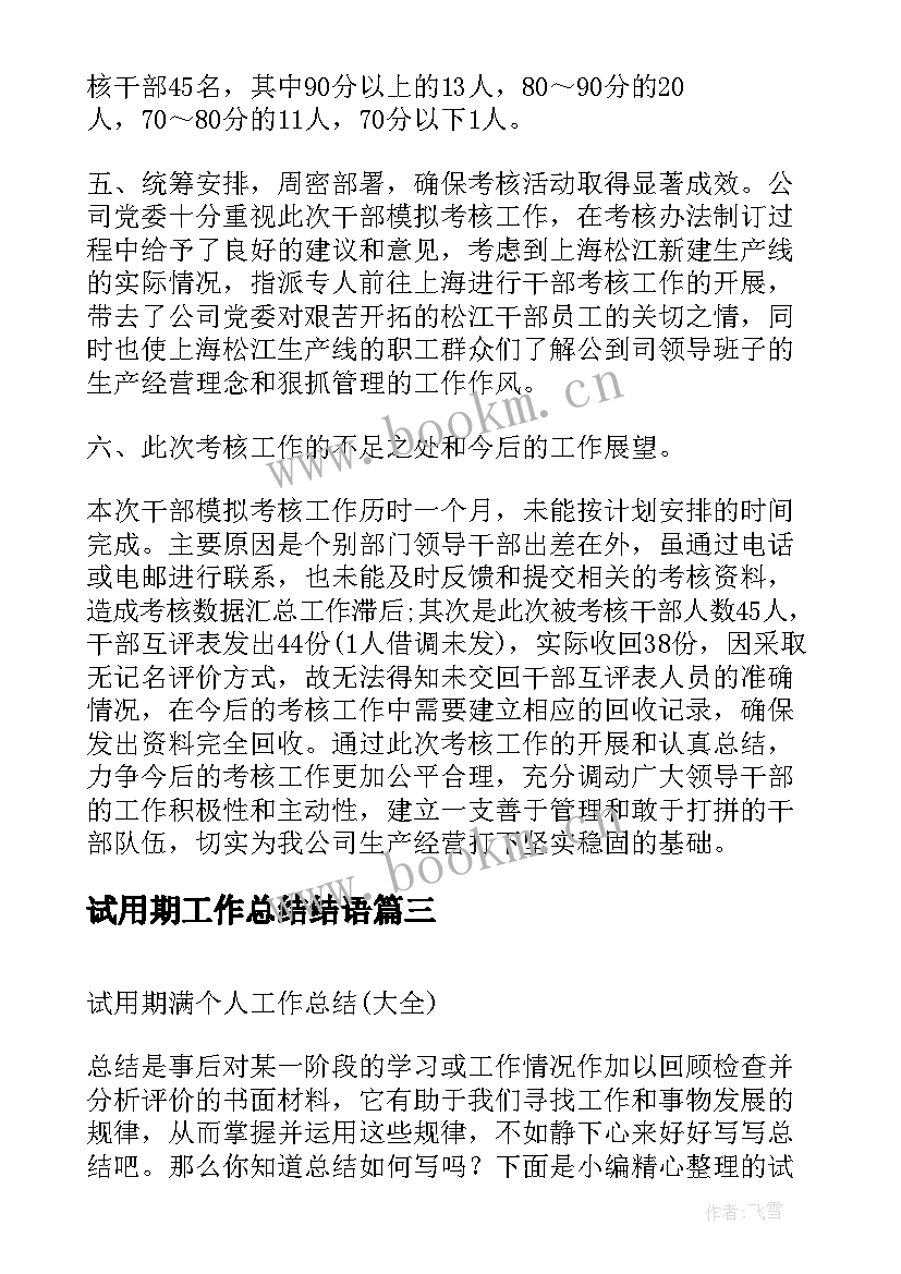 2023年试用期工作总结结语 试用期满转正工作总结(优秀9篇)