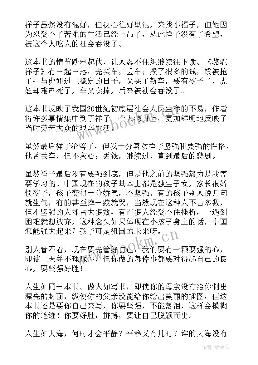 骆驼祥子读后感初中(通用14篇)