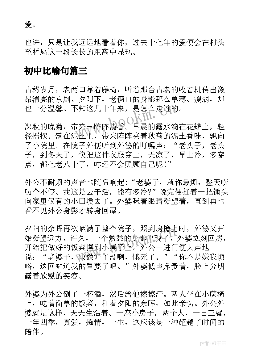 2023年初中比喻句 教研心得体会初中(实用14篇)