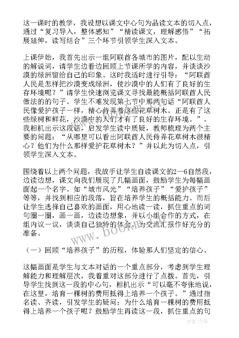 最新沙漠中的绿洲节选阅读题答案 沙漠中的绿洲说课稿(精选13篇)