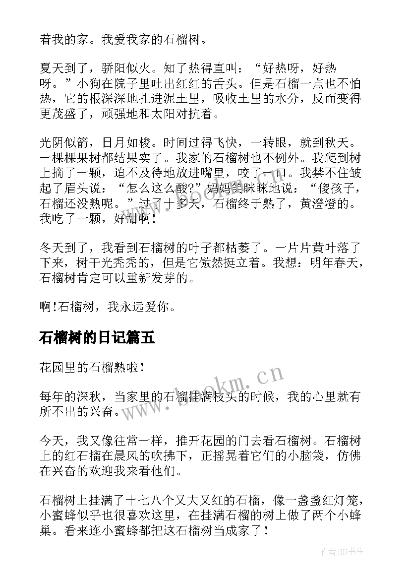 2023年石榴树的日记 石榴花观察日记(精选8篇)