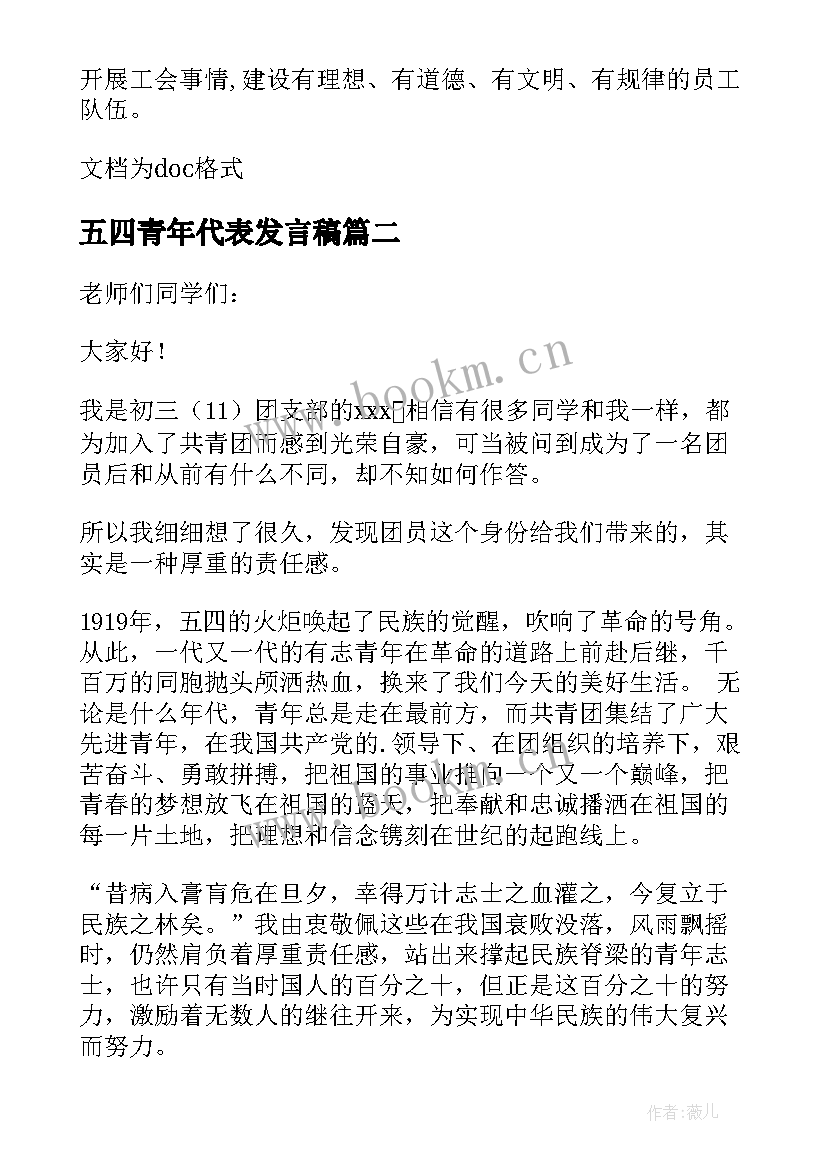 2023年五四青年代表发言稿(精选8篇)