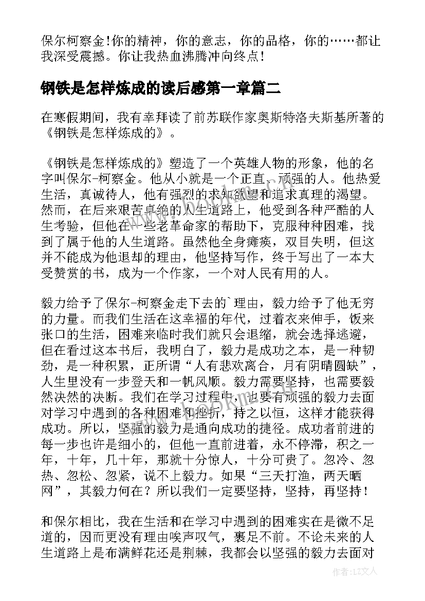 最新钢铁是怎样炼成的读后感第一章 钢铁是怎样炼成读后感(大全14篇)