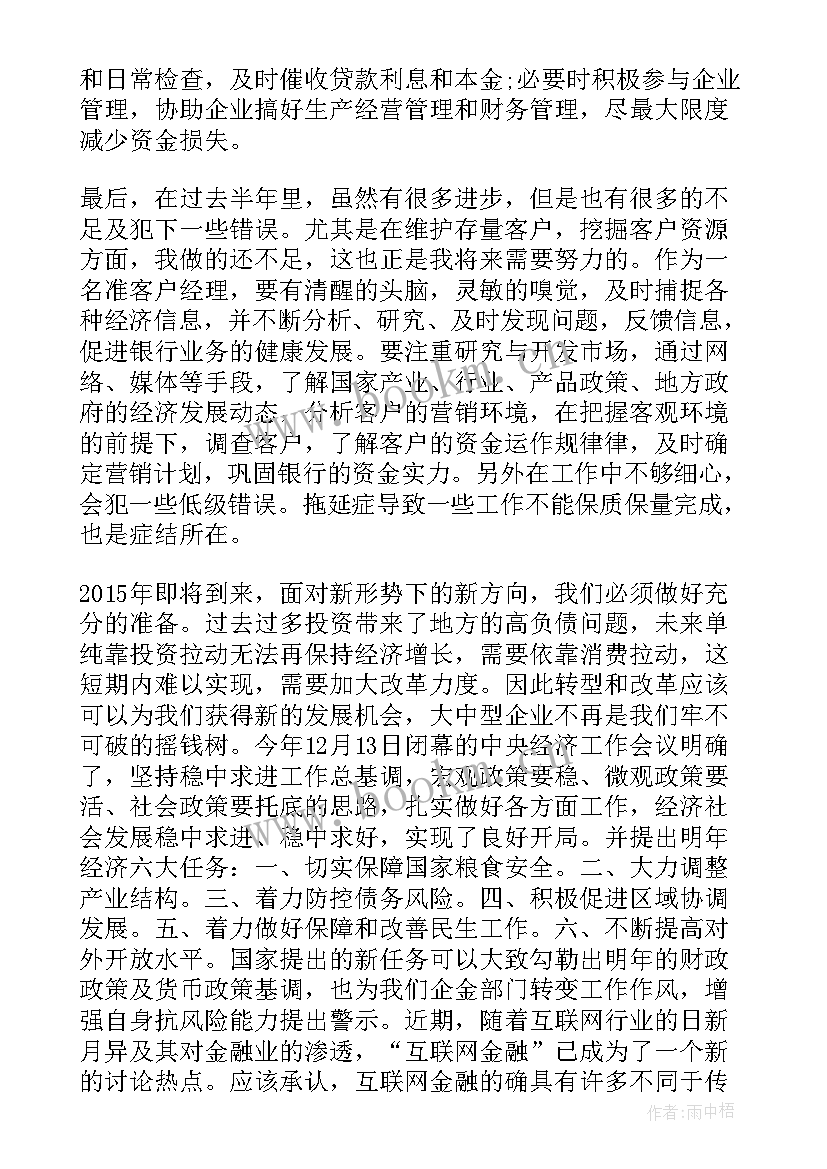 银行信贷客户经理年终工作总结(模板17篇)