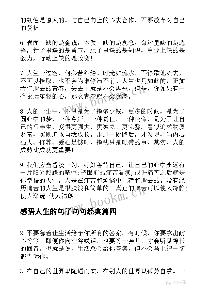 2023年感悟人生的句子句句经典(模板8篇)