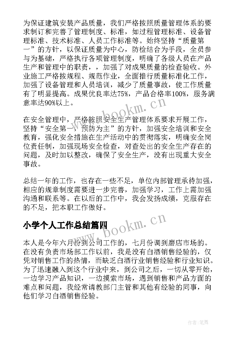 小学个人工作总结(大全11篇)