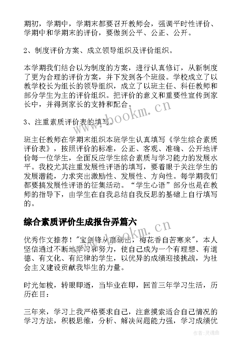 2023年综合素质评价生成报告弄(模板13篇)