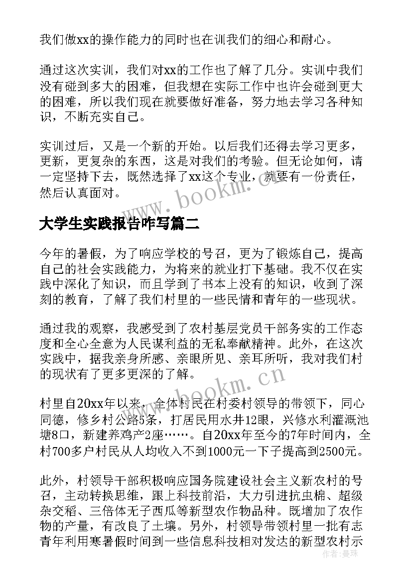 2023年大学生实践报告咋写 大学生实训报告心得体会范例优选(优秀5篇)