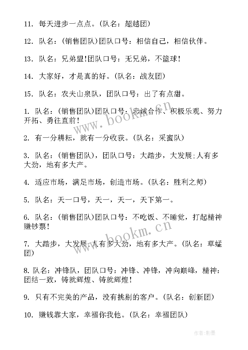 最新团队队名口号比较霸气的四个字 霸气团队队名奋斗口号(优秀19篇)