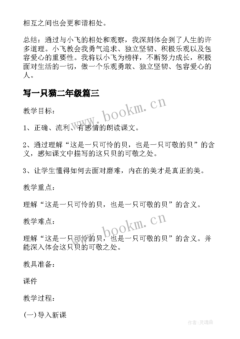 2023年写一只猫二年级 一只小飞的猫心得体会(汇总10篇)