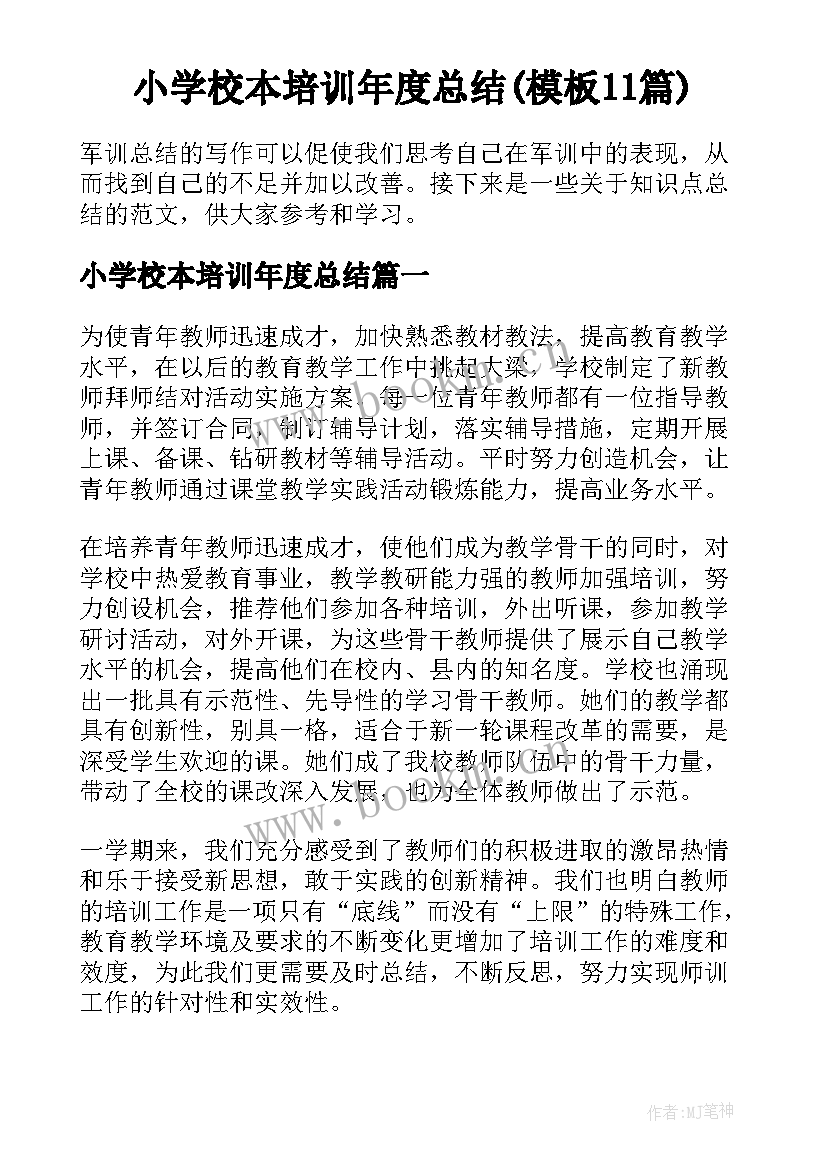 小学校本培训年度总结(模板11篇)