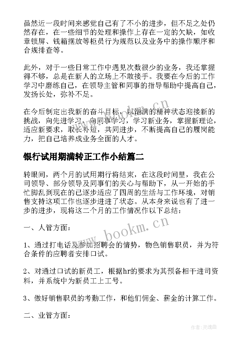 2023年银行试用期满转正工作小结(通用11篇)