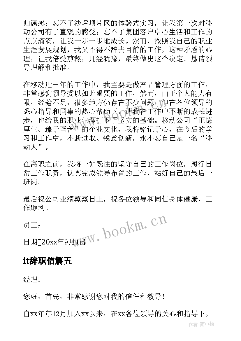 2023年it辞职信(精选8篇)