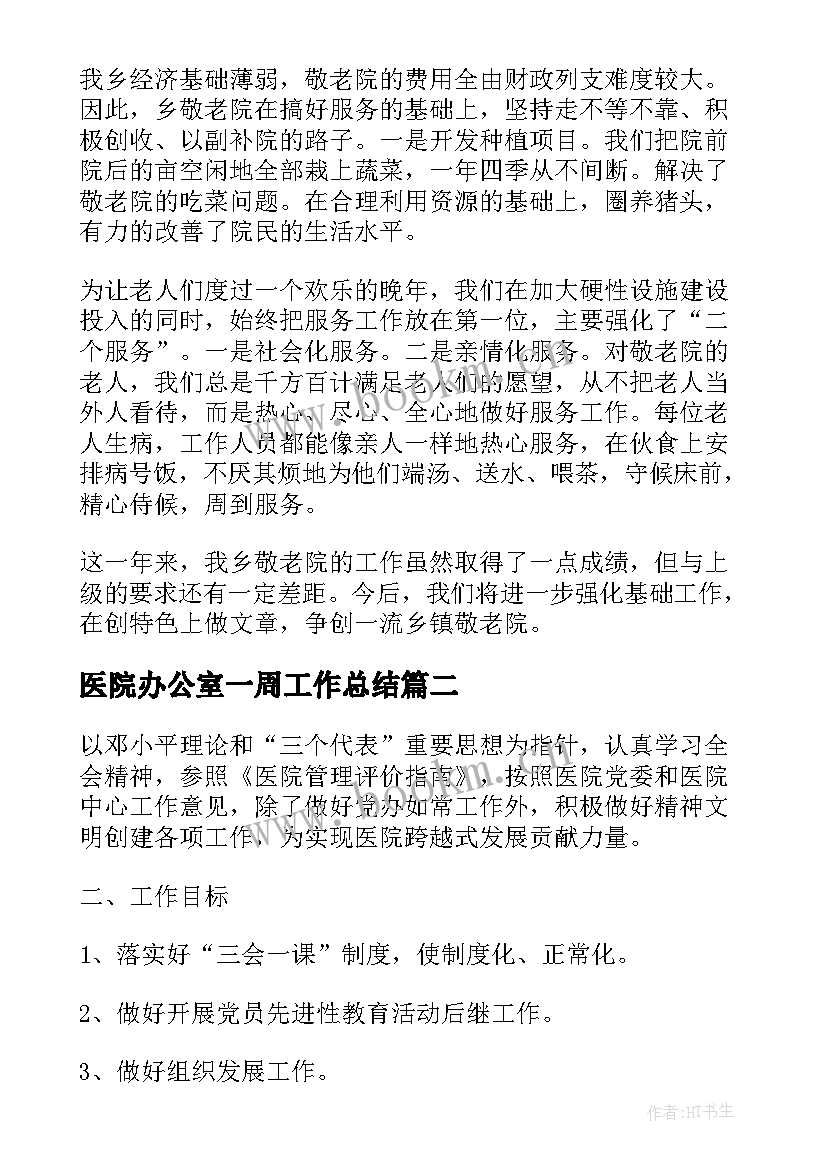 2023年医院办公室一周工作总结(精选16篇)