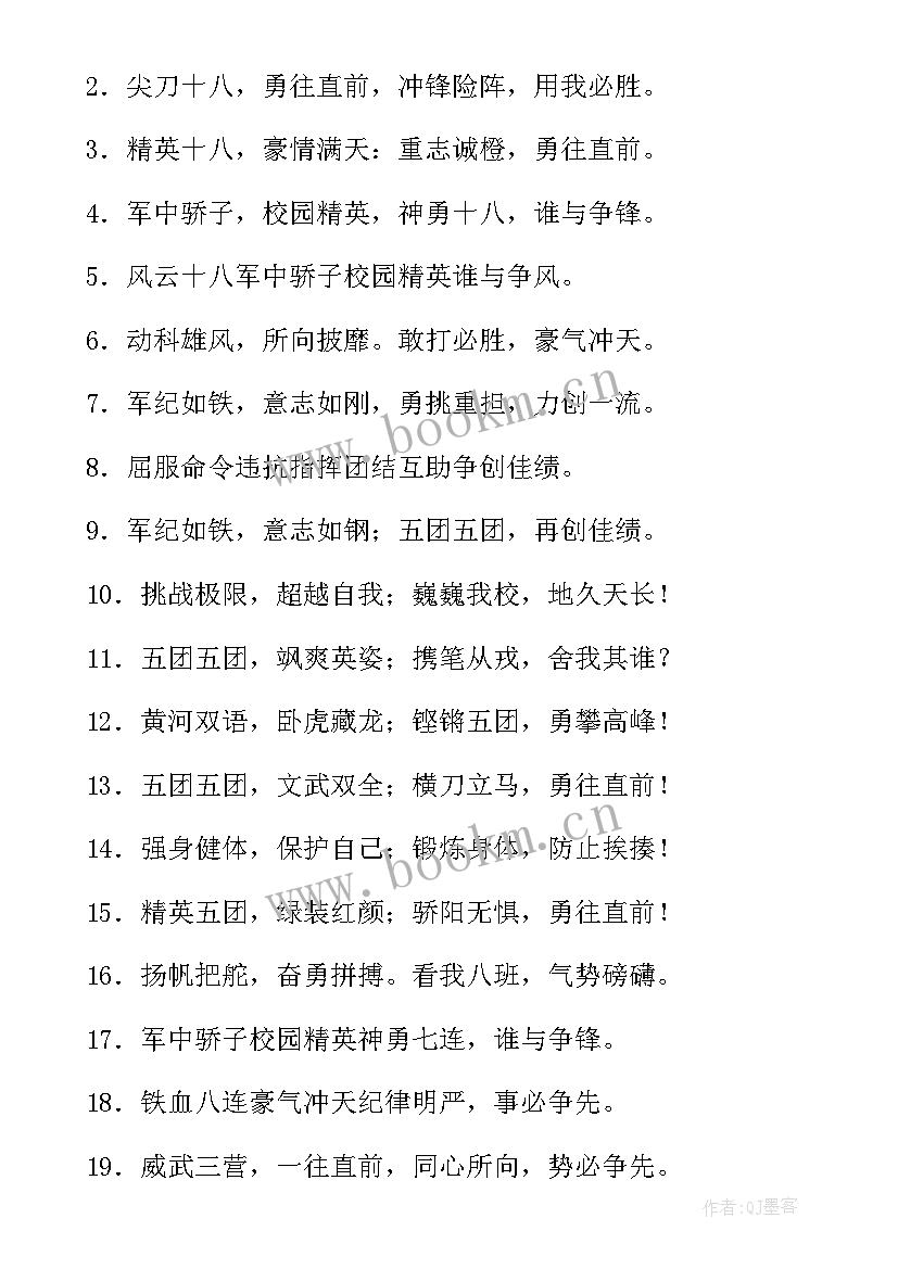 最新军训口号搞笑幽默(精选12篇)