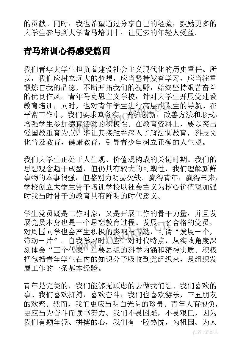 2023年青马培训心得感受 青马培训心得体会(大全14篇)