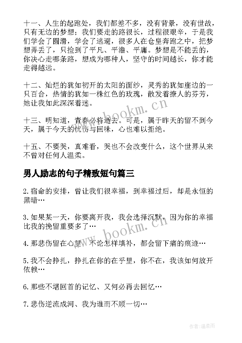 2023年男人励志的句子精致短句(大全15篇)