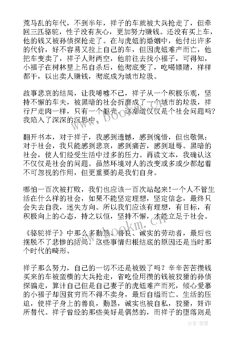 2023年骆驼祥子读后感 骆驼祥子的名著读后感(精选9篇)