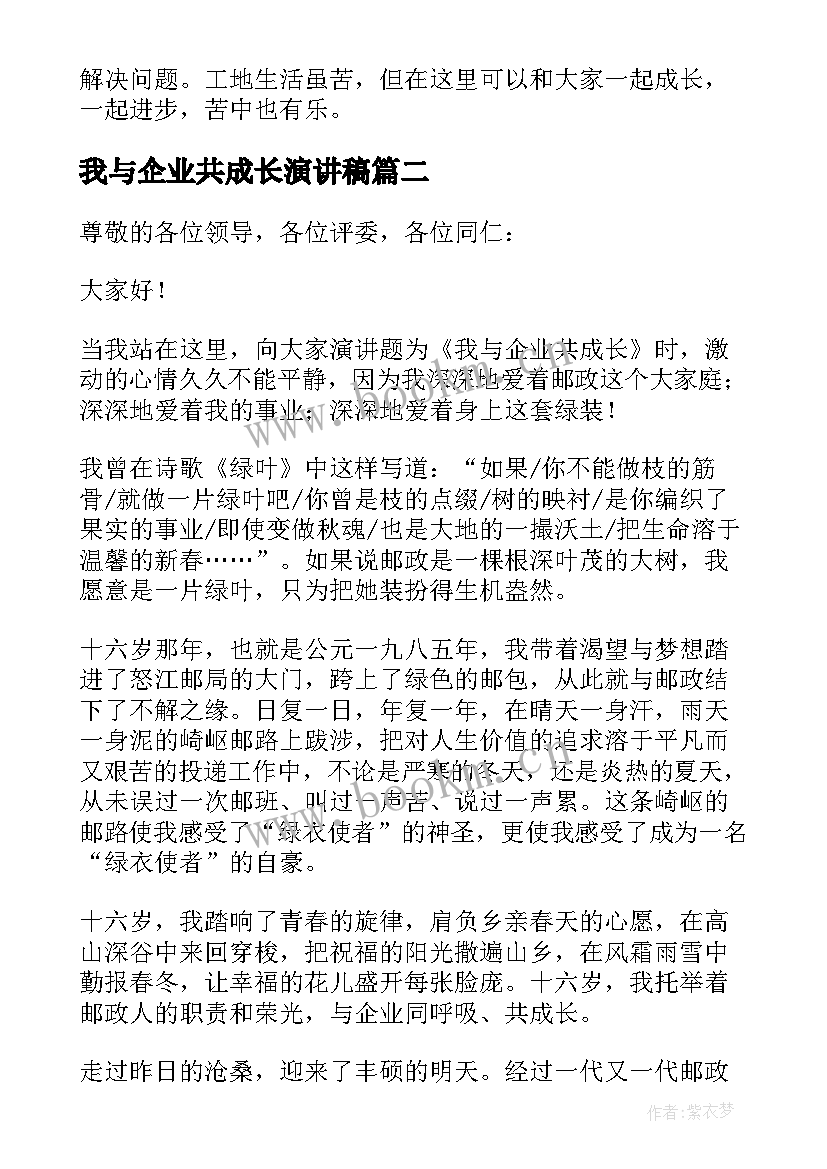 2023年我与企业共成长演讲稿(优秀13篇)