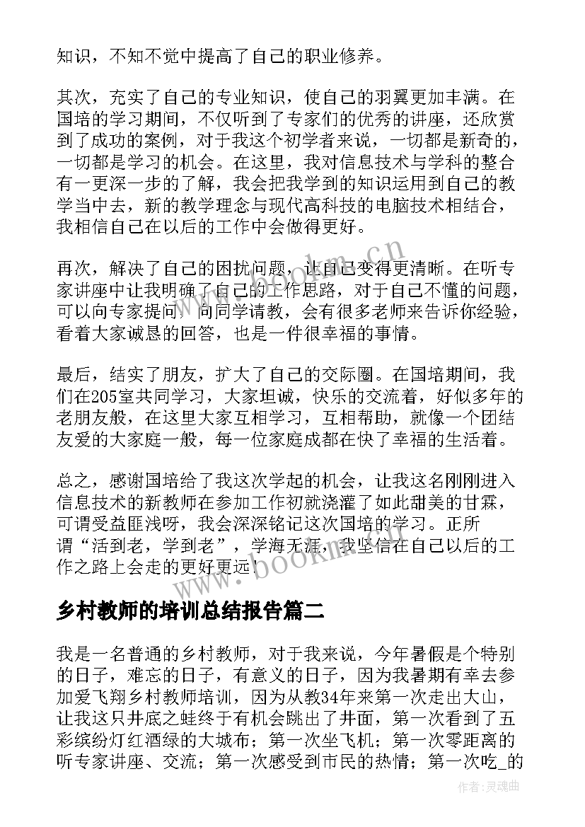 乡村教师的培训总结报告(优质8篇)