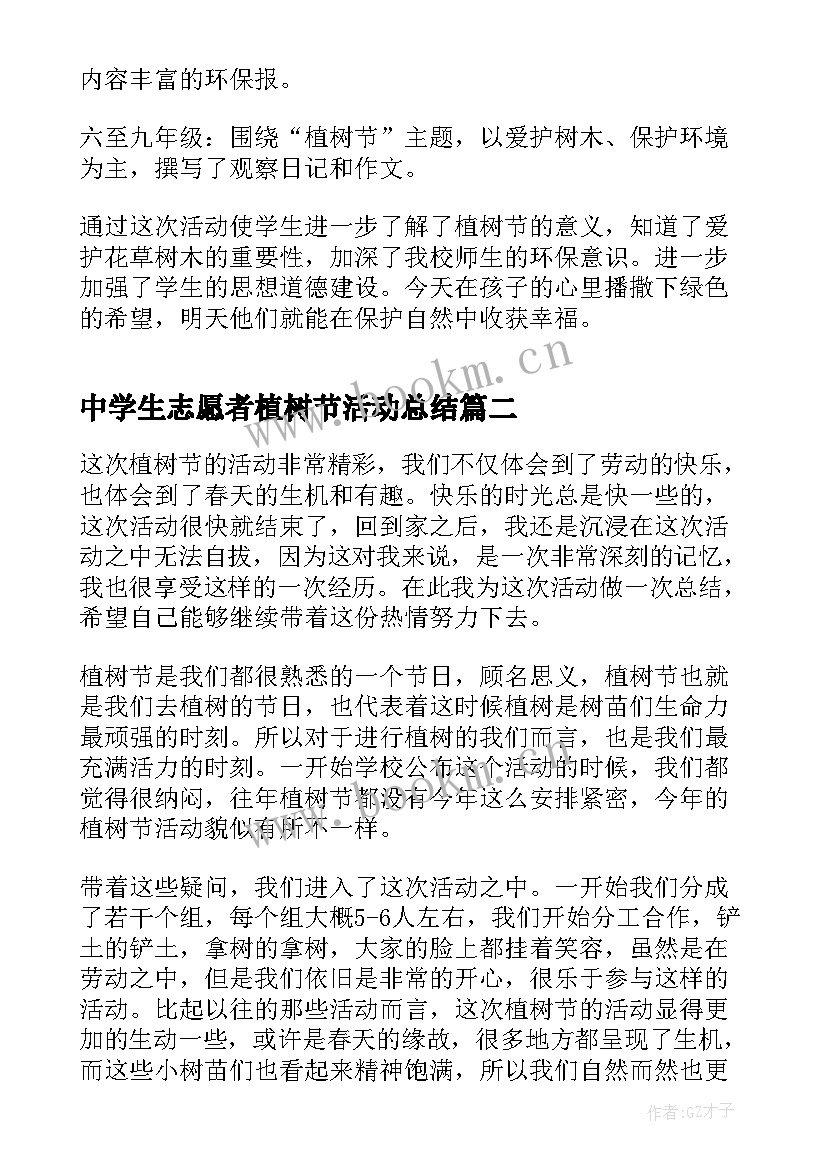 中学生志愿者植树节活动总结 学校植树节活动总结(优秀20篇)