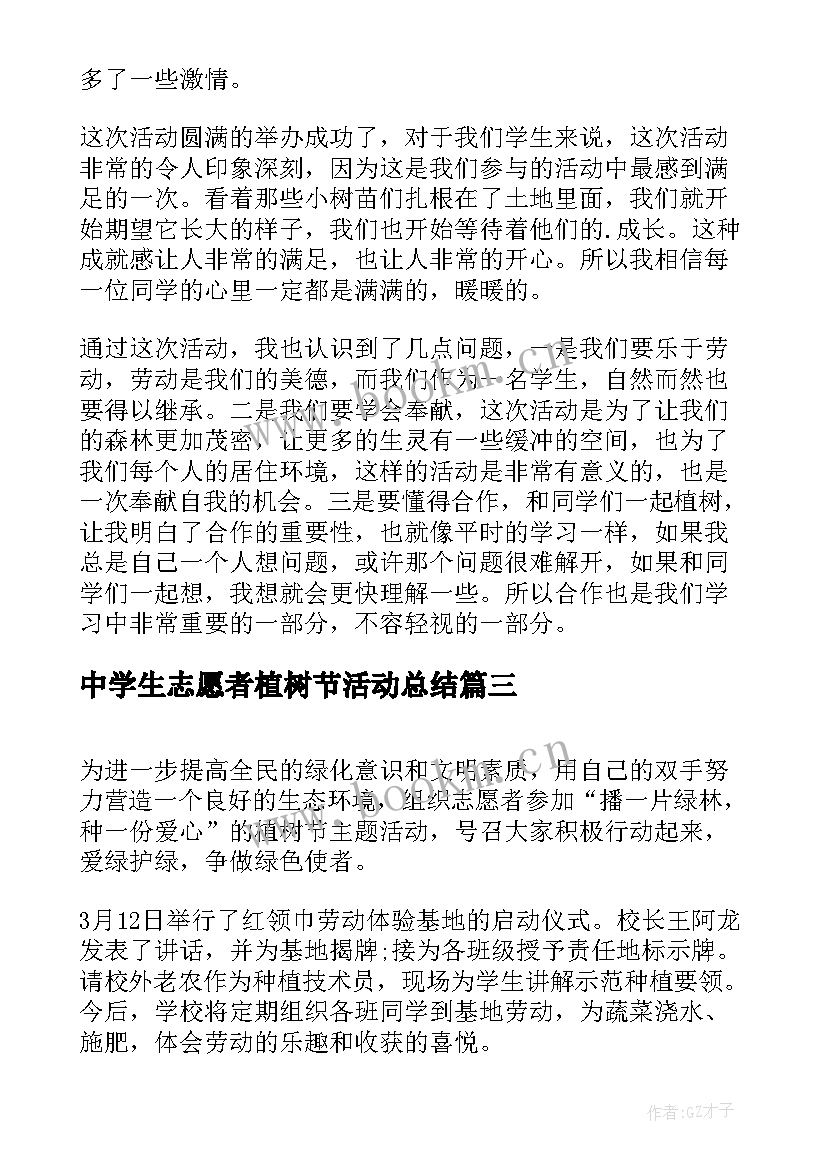 中学生志愿者植树节活动总结 学校植树节活动总结(优秀20篇)