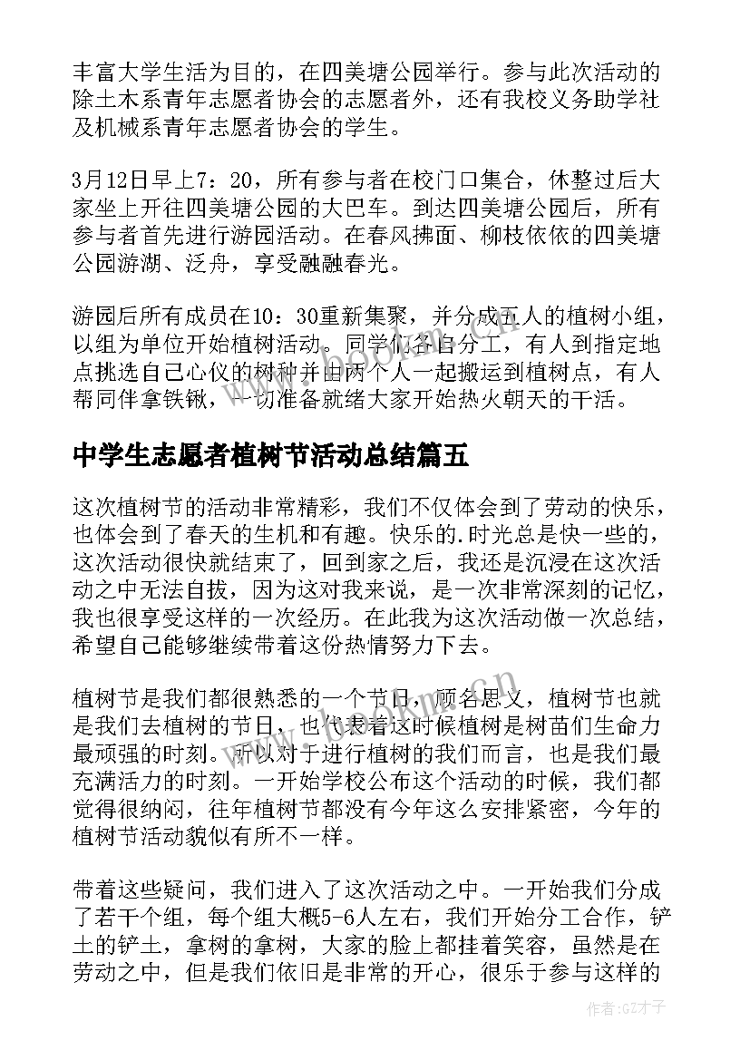 中学生志愿者植树节活动总结 学校植树节活动总结(优秀20篇)