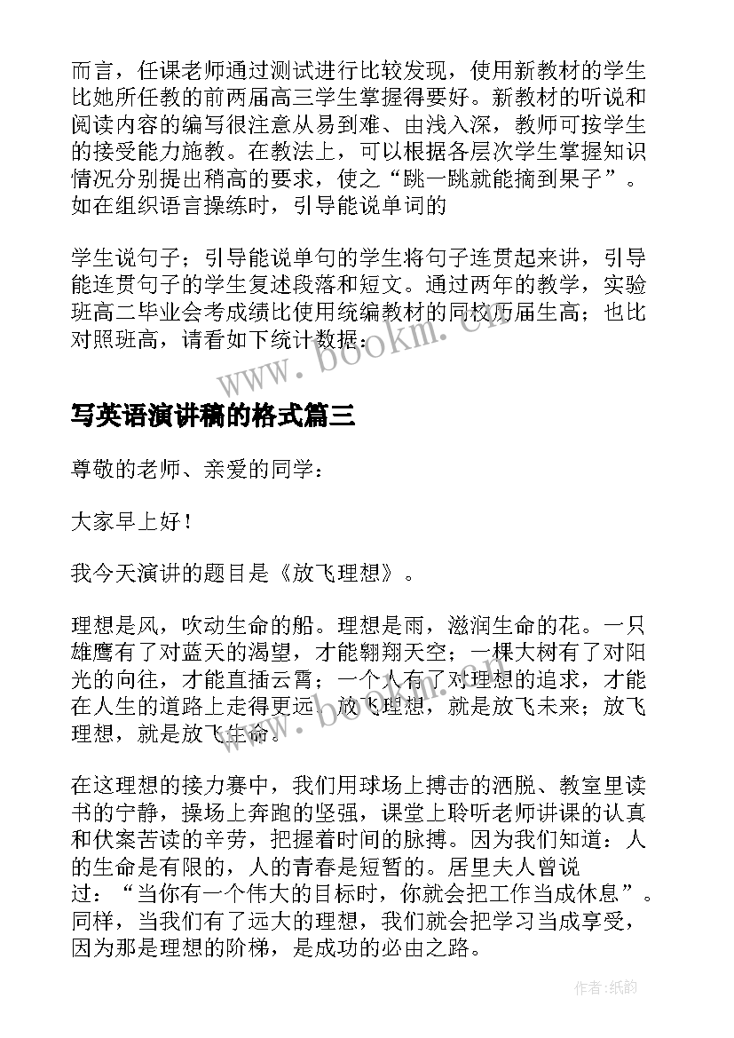 写英语演讲稿的格式 英语演讲稿格式及(通用8篇)