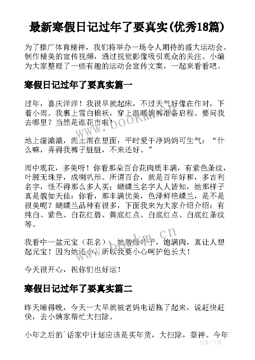 最新寒假日记过年了要真实(优秀18篇)