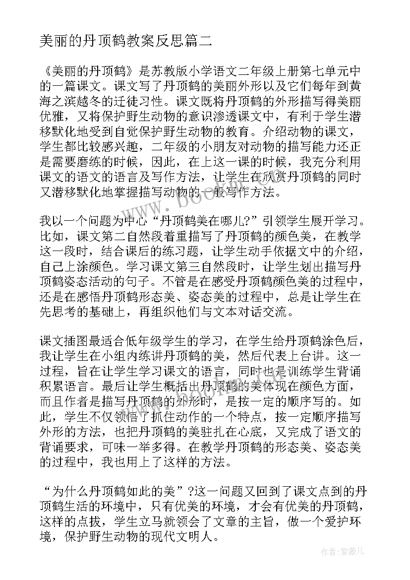 美丽的丹顶鹤教案反思(模板8篇)