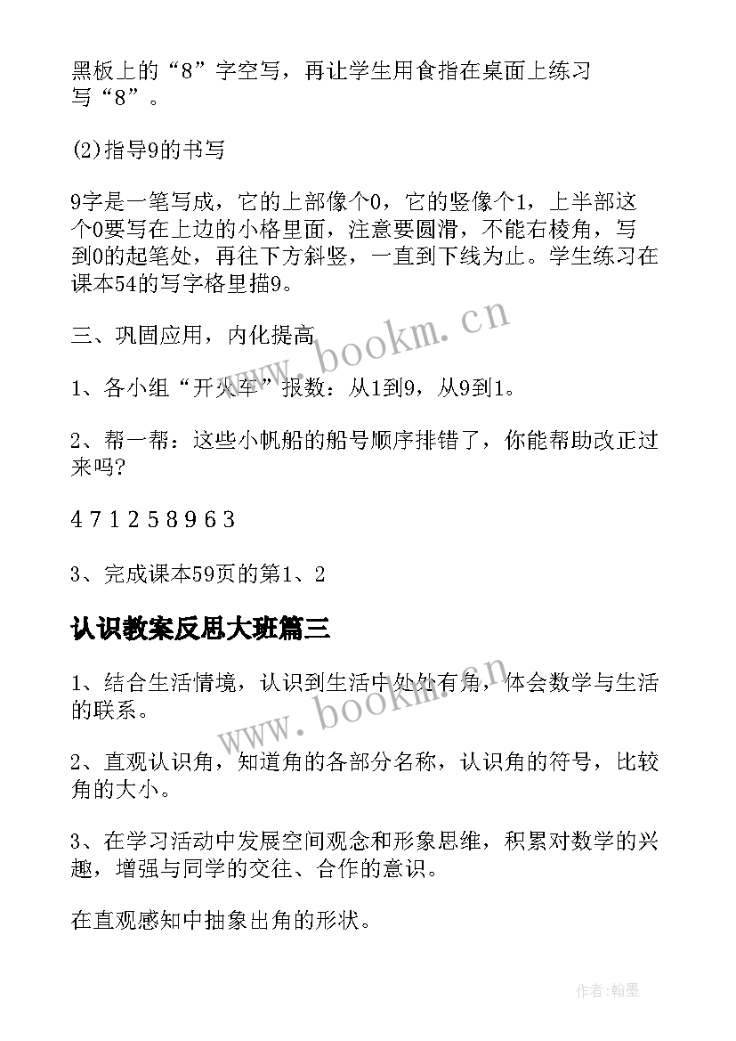 2023年认识教案反思大班(实用9篇)