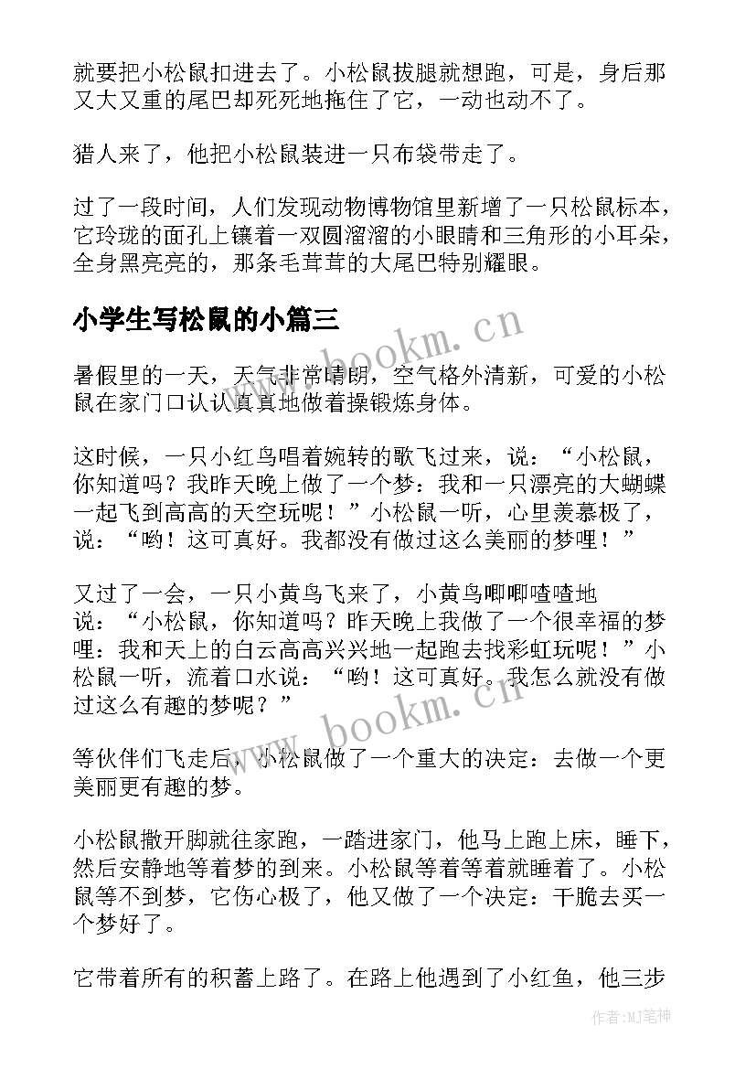 小学生写松鼠的小 松鼠小学日记(精选17篇)