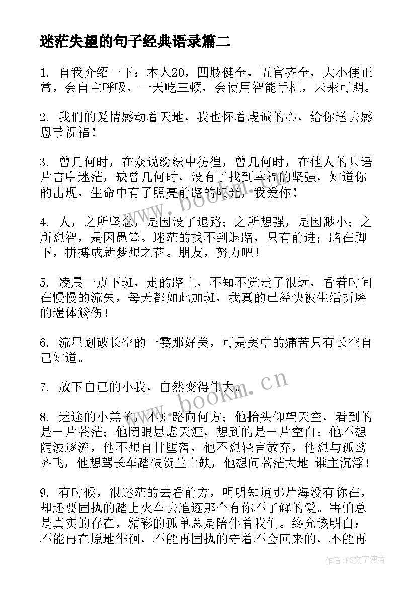 迷茫失望的句子经典语录(实用8篇)