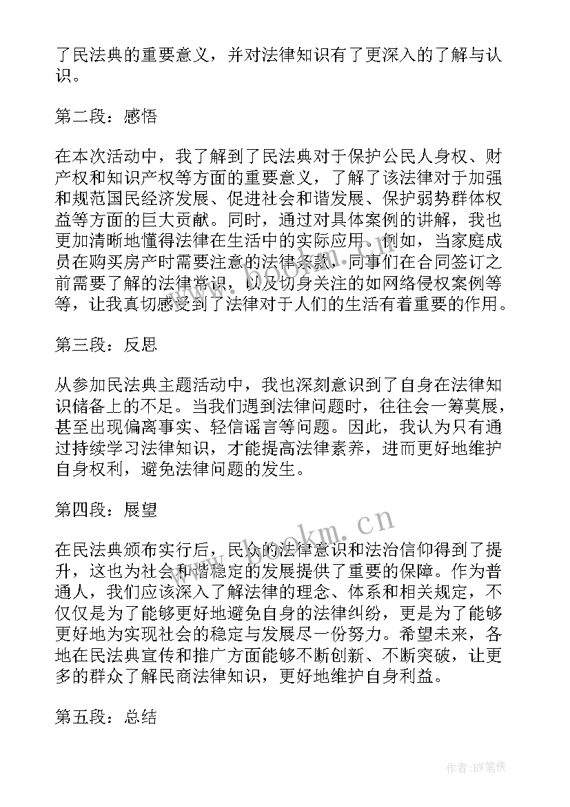 最新民法典活动心得体会(优质8篇)