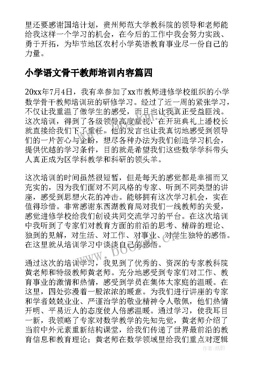 2023年小学语文骨干教师培训内容 小学数学骨干教师培训学习心得总结(精选13篇)