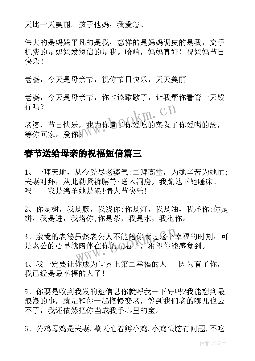 2023年春节送给母亲的祝福短信 送给母亲的生日短信祝福语(模板17篇)