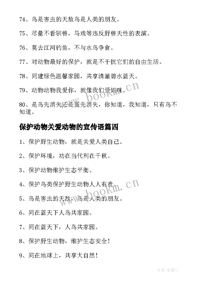 2023年保护动物关爱动物的宣传语(优质8篇)