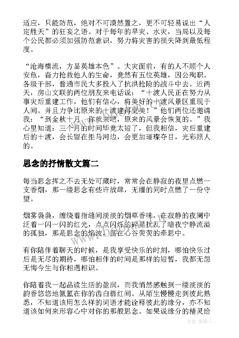 思念的抒情散文(实用16篇)