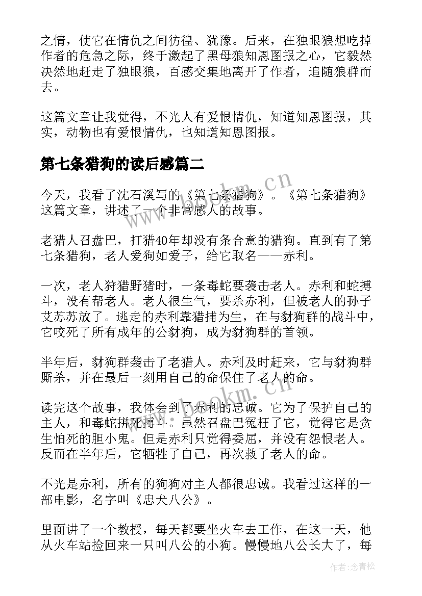 2023年第七条猎狗的读后感 第七条猎狗读后感(大全20篇)