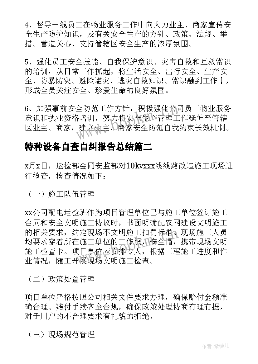 2023年特种设备自查自纠报告总结(通用8篇)